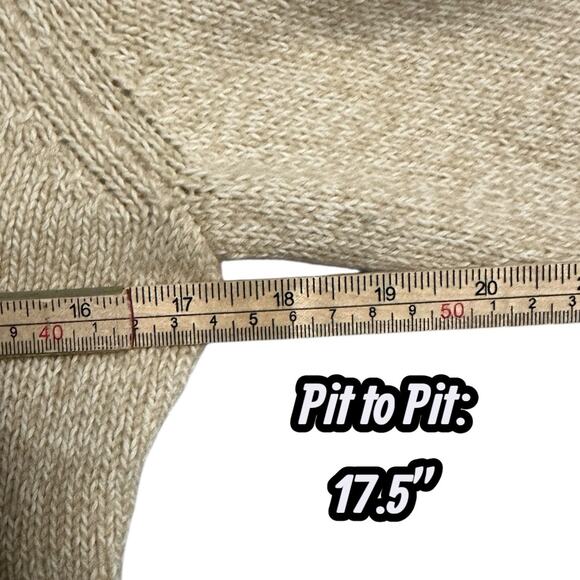 Express Women’s L Beige Turtleneck Sweater Soft Cashmere Cotton Knit Minimalist - Picture 7 of 8